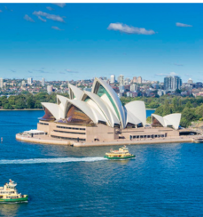 Sydney Opera House: Iconic sail-like structure against clear sky