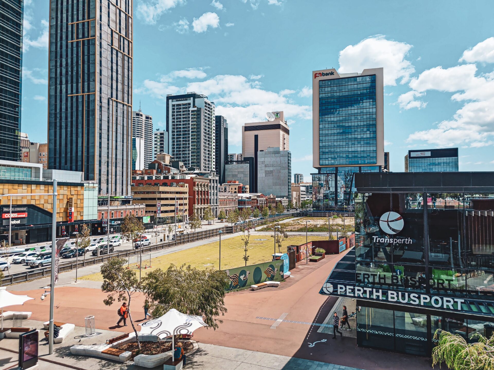 Perth Busport and surrounding buildings in Western Australia